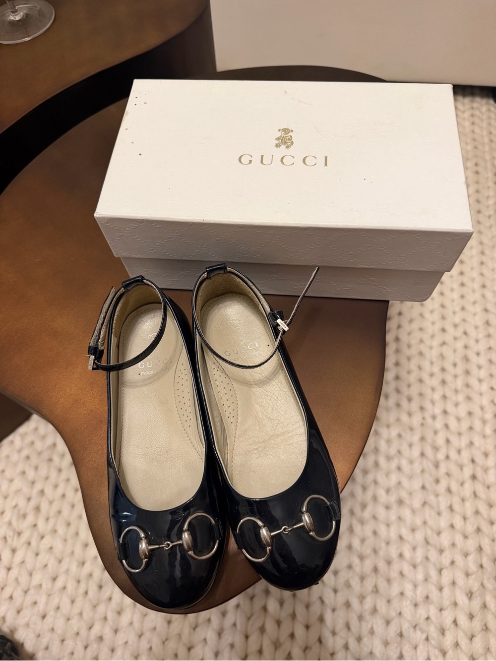 Gucci Black Patent Leather Mary Jane Ballet Flats with Horsebit foe Girls